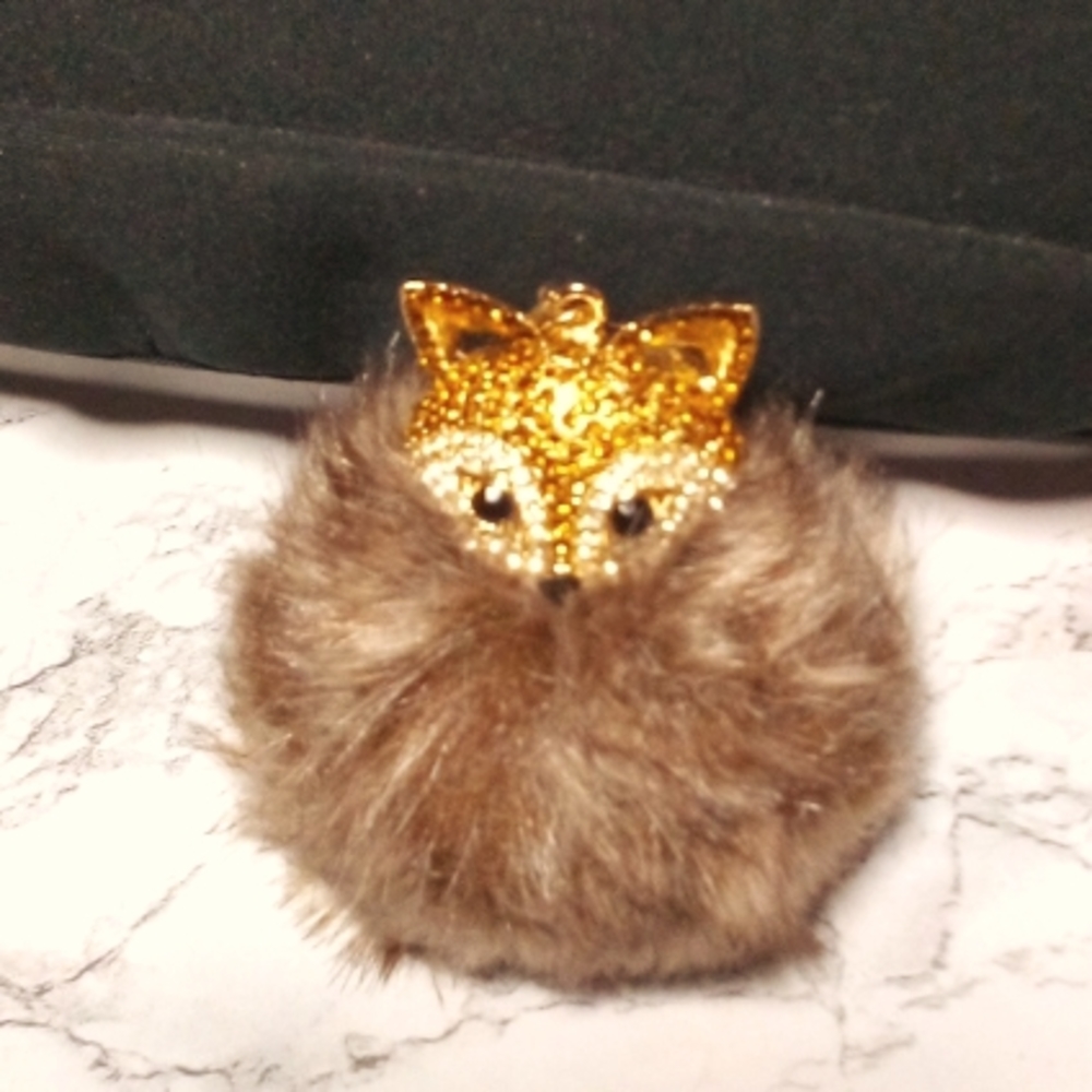 Very cute fox head with furry ball body key chain/purse charm - Picture 7 of 7